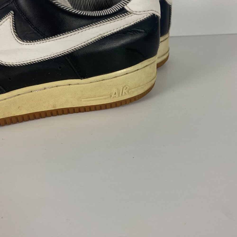 Nike Air Force 1 Sneakers Men's Sz 10 Shoes Black Seersucker Pack Low Pinstripe - Picture 9 of 14
